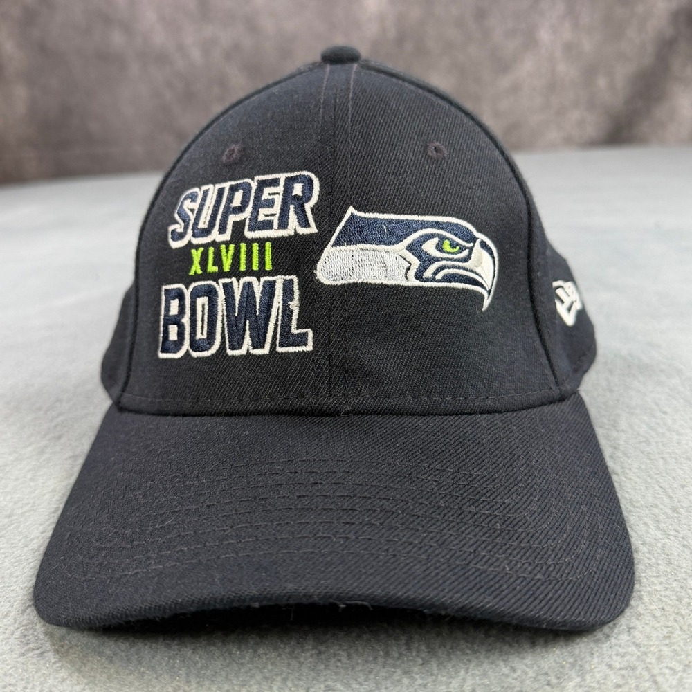New Era Seattle Seahawks Super Bowl XLVIII 39THIRTY Stretch Fit Hat Small Medium